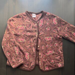 Vintage Italy Made Floral Button-Up Cardigan Small